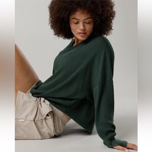 Aerie OFFLINE Wow! Waffle Notch Neck Long Sleeve T-Shirt Sz Large , NWT